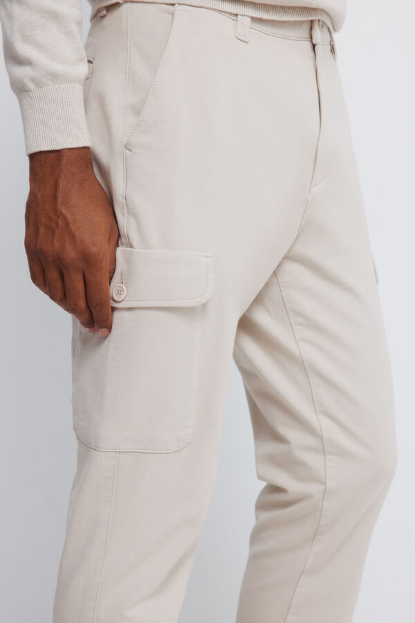 Springfield Calça cargo com ajuste confortável bege