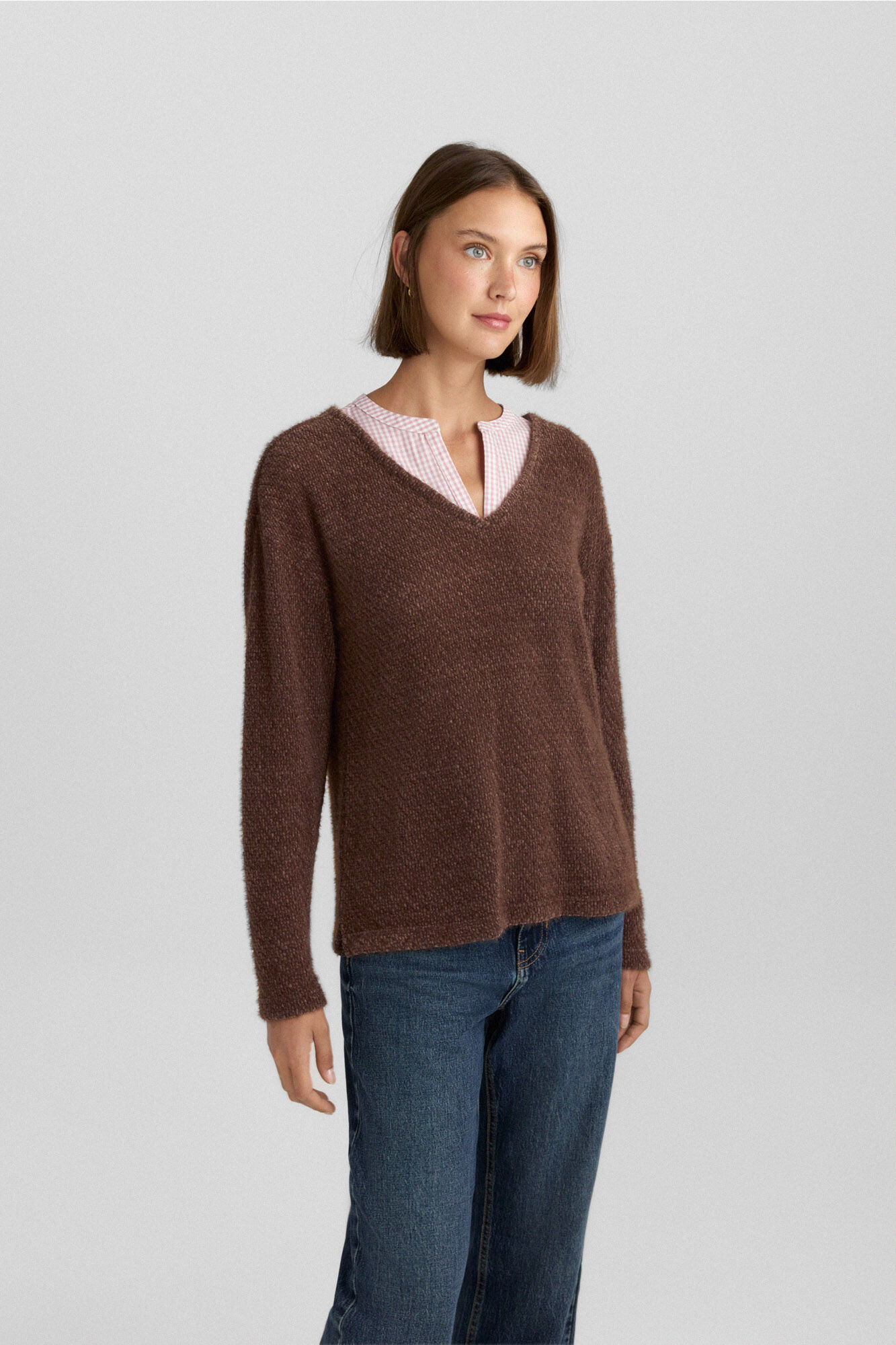 Springfield Camisola fina bimaterial decote