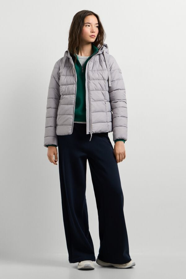 Pepe Jeans Sobretudo acolchoado com capuz e bolsos cinzento