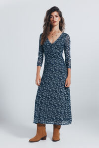 Springfield Vestido midi frunces estampado