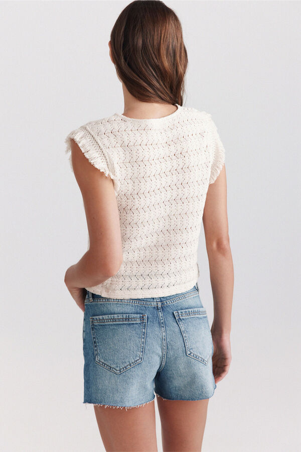 Springfield Top crochet com franjas castanho