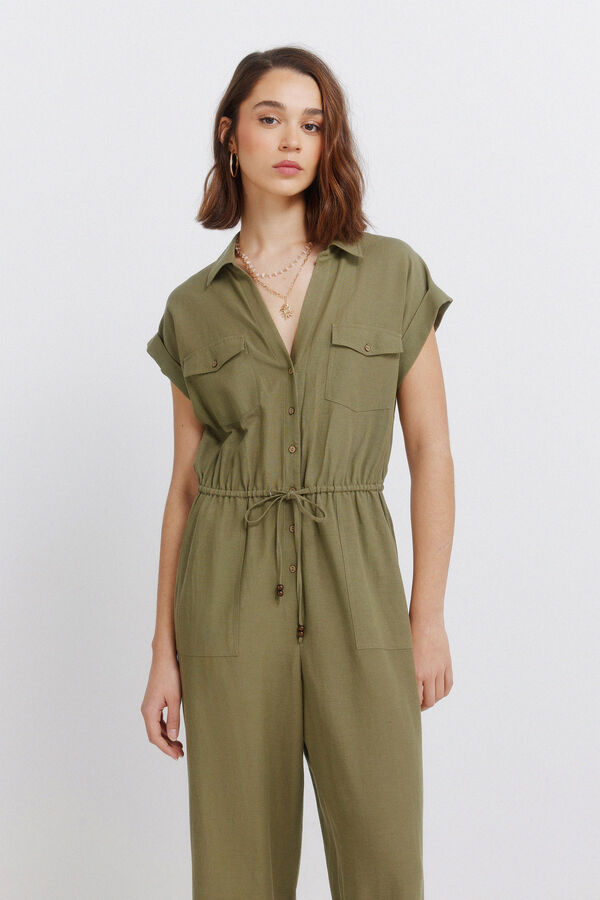 Springfield Macac&atilde;o em linho com bolsos estampado