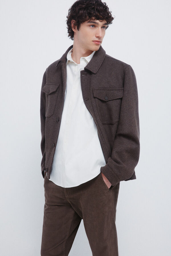 Springfield Calças chino slim fit confortável de veludo cotelê lavado cru