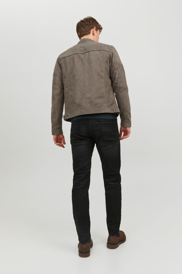 Jack & Jones Blusão com efeito de couro cinzento