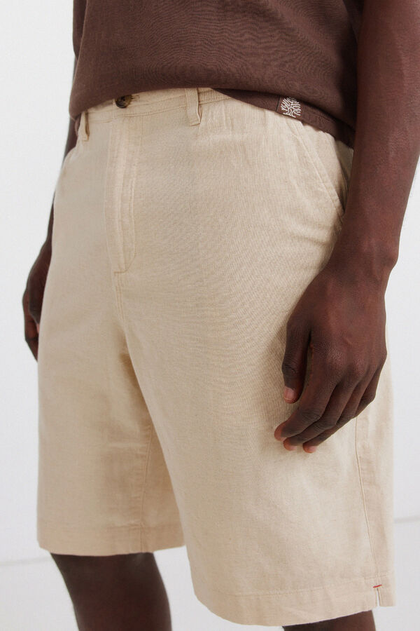 Springfield Bermuda lino relaxed fit beige