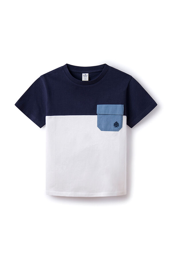 Springfield T-shirt color block bolso menino azul