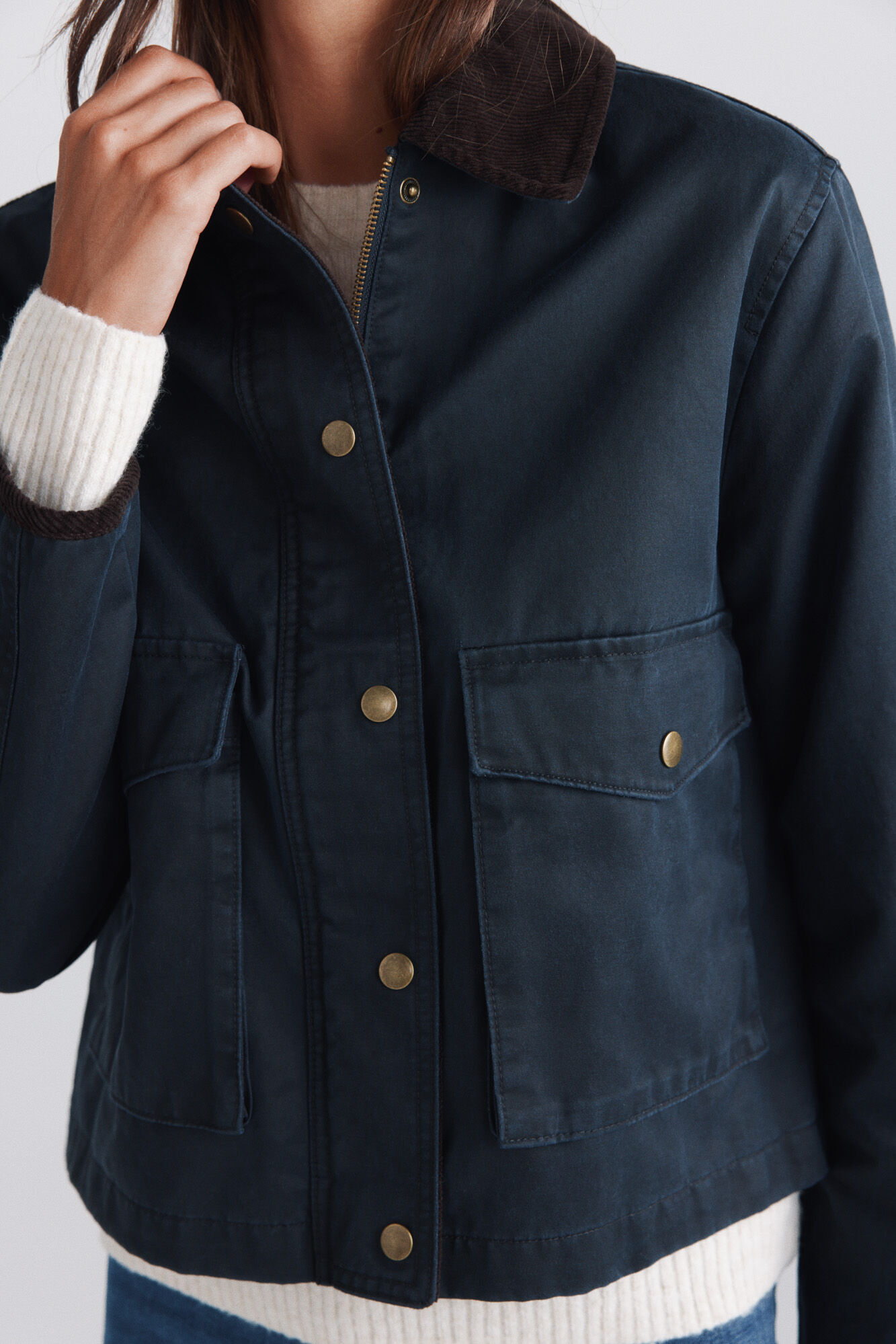 Springfield Chaqueta corta encerada cuello pana