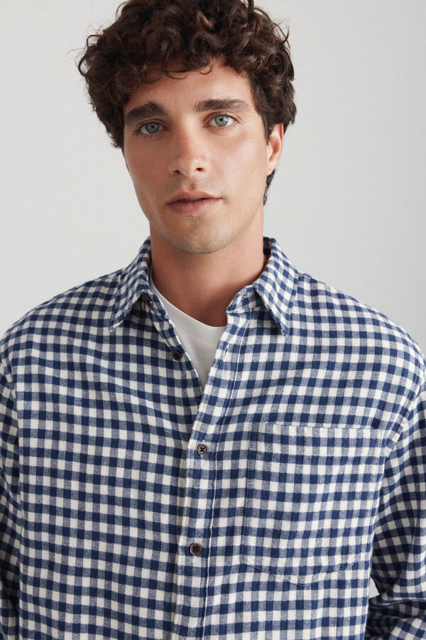 Springfield Camisa de flanela estampado vichy azul