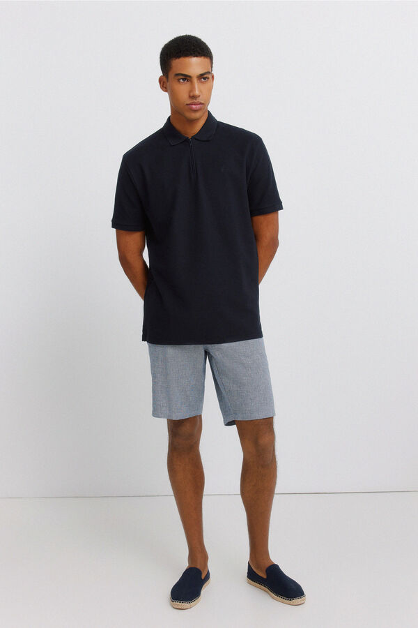 Springfield Bermudas de linho dobby comfort fit azul