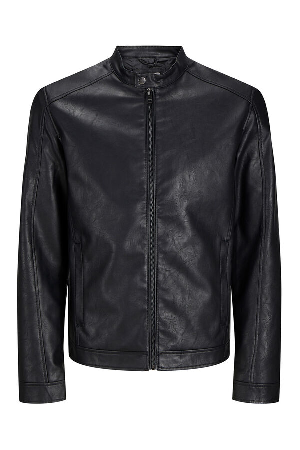 Jack & Jones Blusão com efeito couro PLUS preto