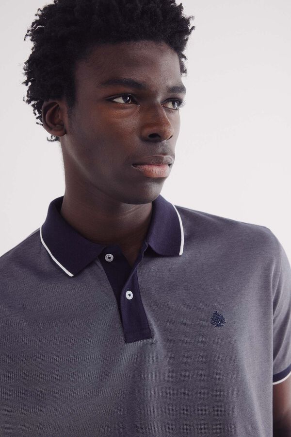 Springfield Oxford polo with contrast neck , regular fit blue