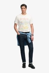 Superdry T-shirt de manga curta com estampado japon&ecirc;s na frente bege