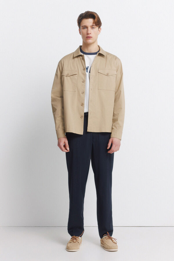 Springfield Sobrecamisa leve com bolsos overshirt fit bege