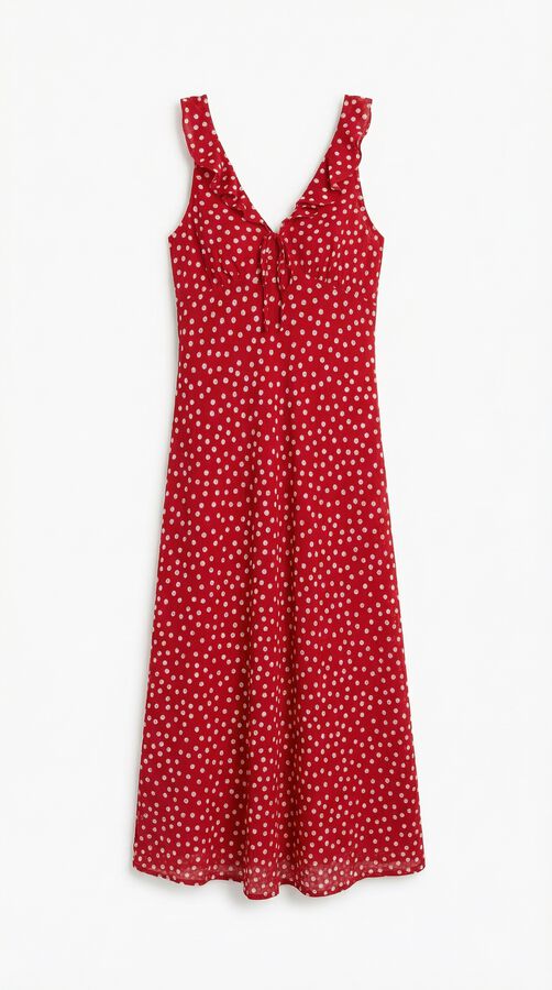 Springfield Vestido volantes escote lazo rojo