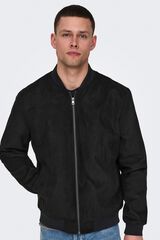 Only & Sons Blus&atilde;o estilo bomber em camur&ccedil;a preto