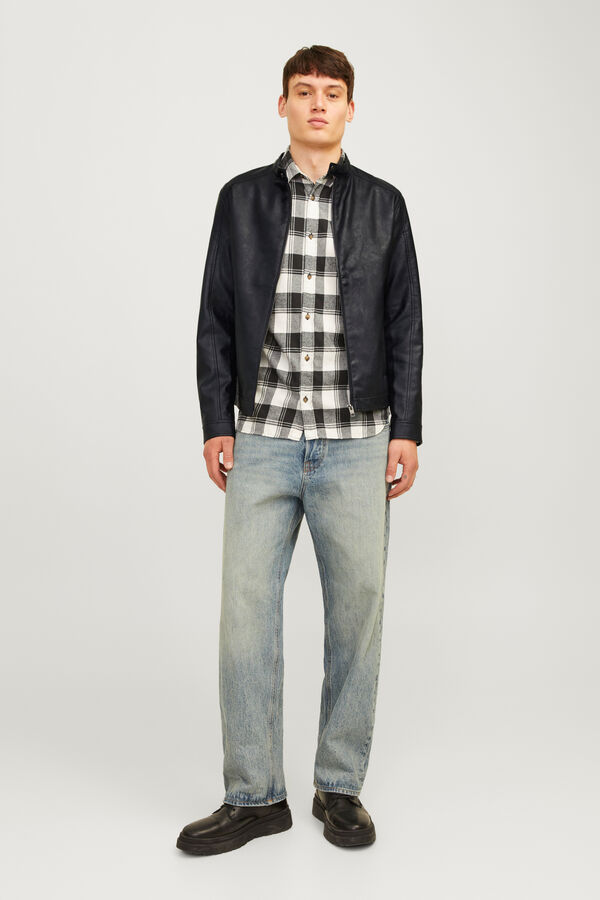 Jack & Jones Blusão com efeito de couro preto