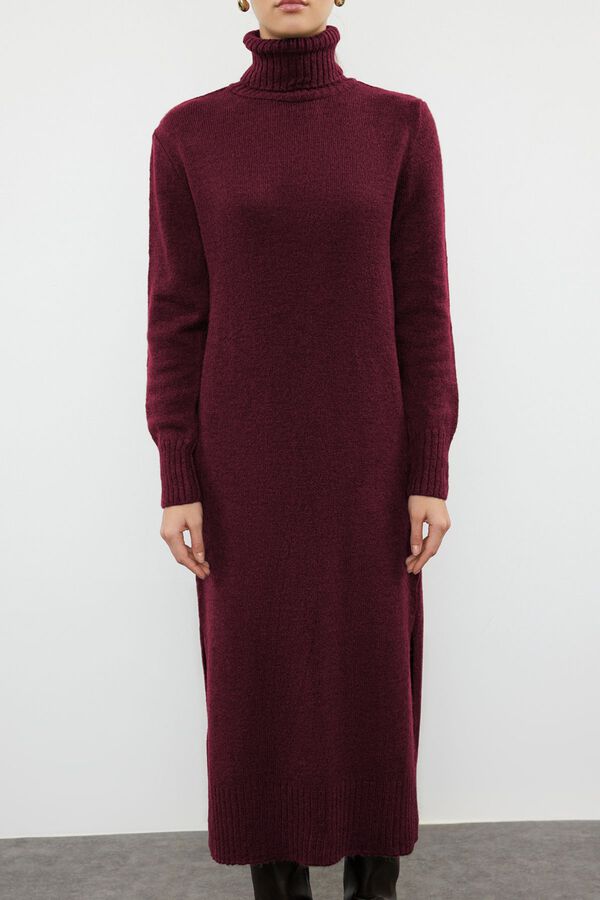 Trendyol Vestido midi de malha gola alta estampado