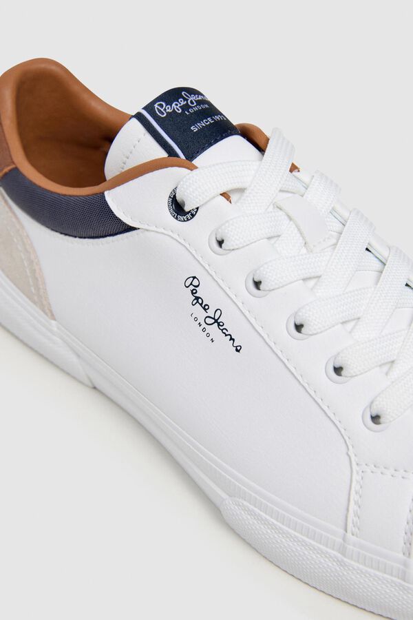 Pepe Jeans Tênis Clássico Com Detalhes Em Camurça branco