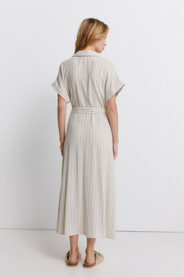 Springfield Vestido camiseiro &agrave;s riscas cru