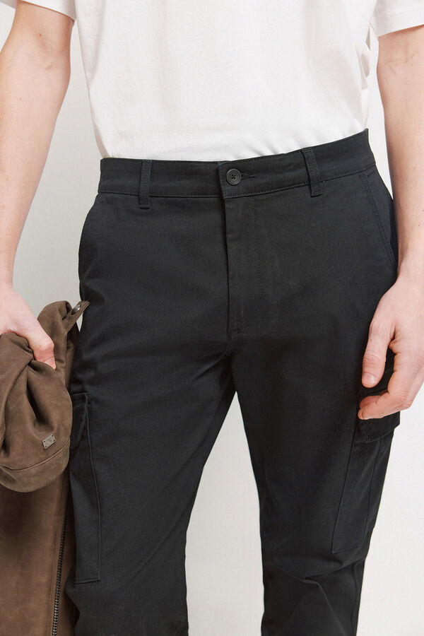 Springfield Slim fit cargo comfort trousers black