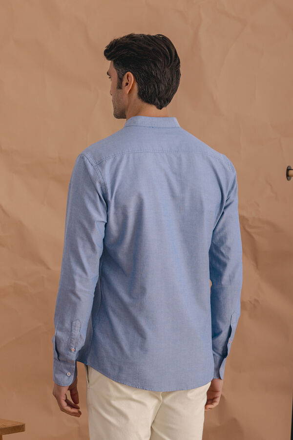 Celopman Oxford Shirt Mao Collar  blue