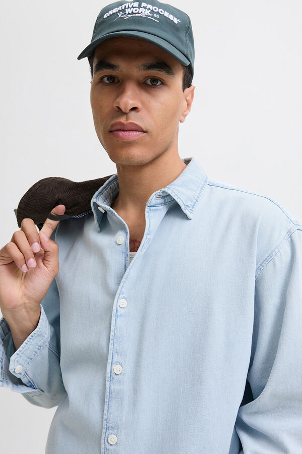 Jack & Jones Camisa denim manga comprida em sarja azul