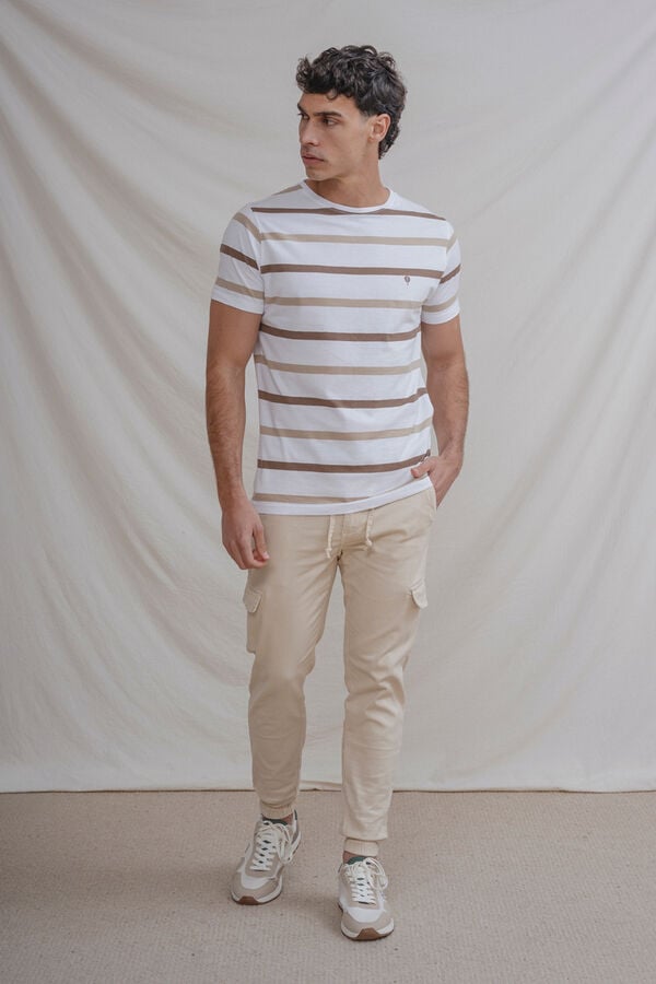 Celopman T-shirt riscas bege