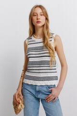 Springfield Top de malha &agrave;s riscas bege