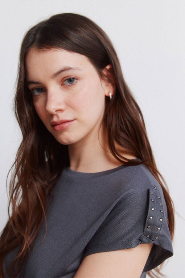 Springfield Basic studded T-shirt grey
