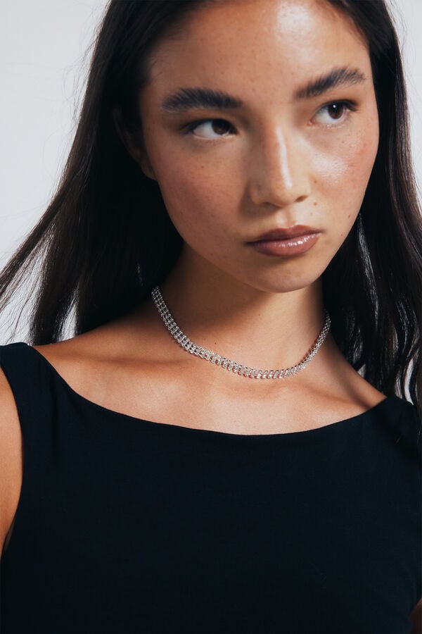 Springfield Colar chocker com pedras brilhantes cinzento