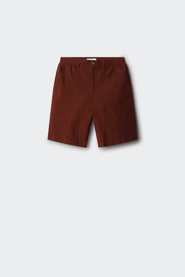 Springfield Bermuda lino relaxed fit marr&oacute;n