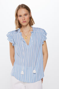 Springfield Smocked cheesecloth blouse blue