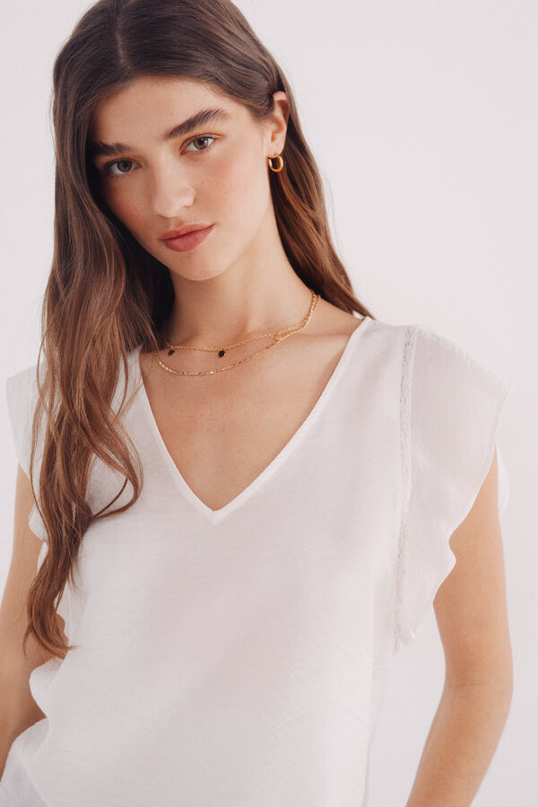 Springfield Blusa volantes marrón