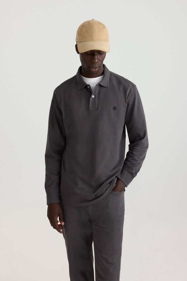 Springfield Polo piqu&eacute; manga comprida regular fit cinzento