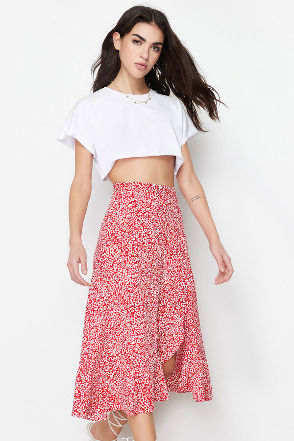 Trendyol Midi skirt with slit burgundy