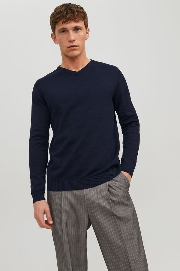 Jack & Jones Camisola de gola em bico azul