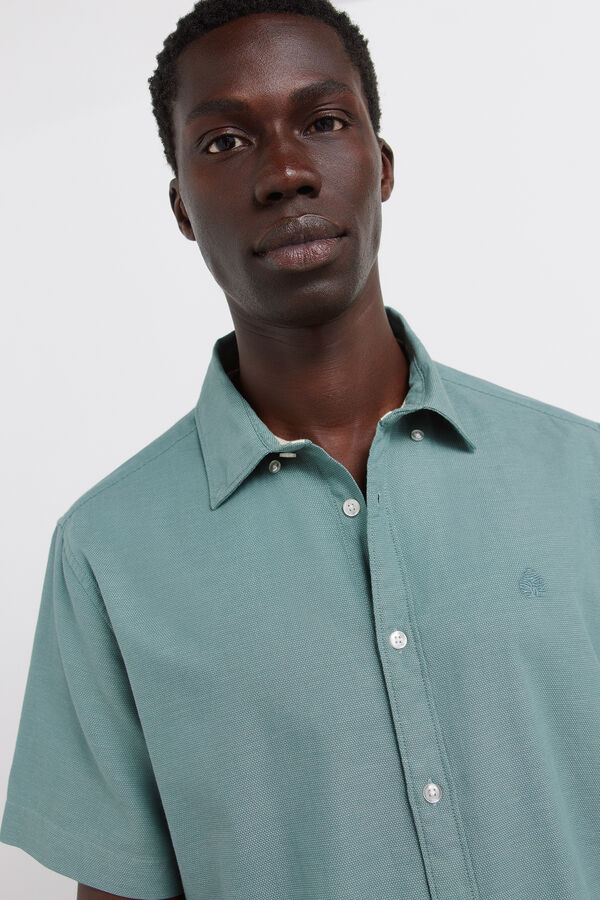 Springfield Camisa de manga curta com estrutura bicolor azul