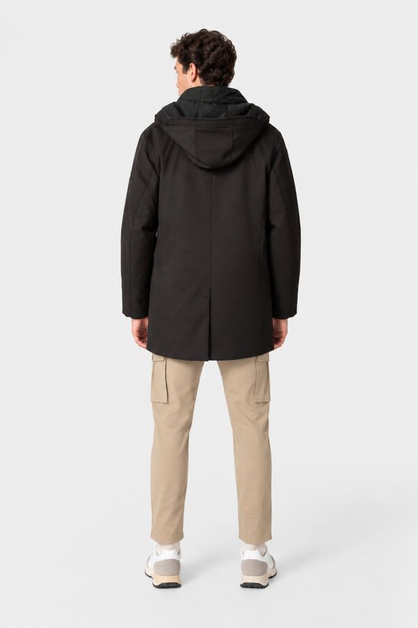 Celopman Parka dupla com capuz preto