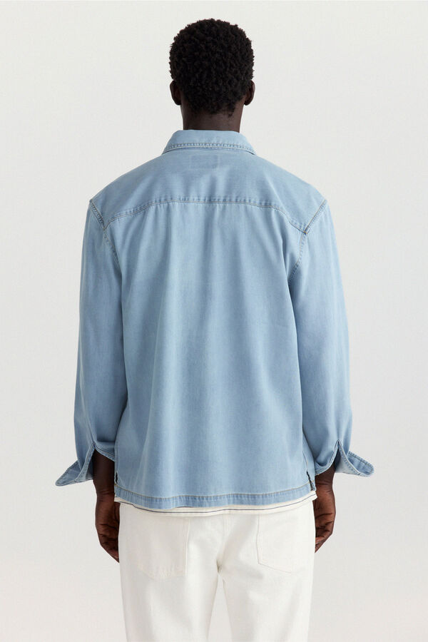 Springfield Camisa jeans overshirt fit azul