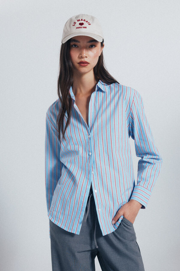 Springfield Camisa rayas larga azul