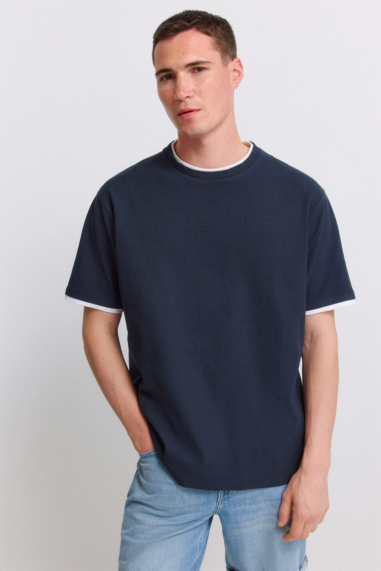 Springfield T-shirt em tecido waffle duplo