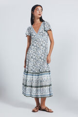 Springfield Vestido midi estampado com bordas branco