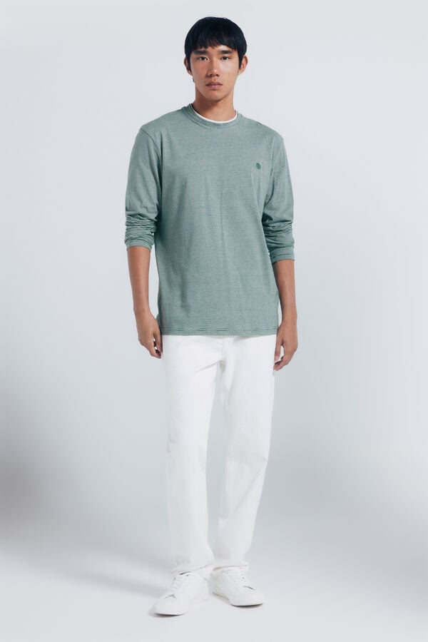 Springfield T-shirt manga com micro listras duplas verde