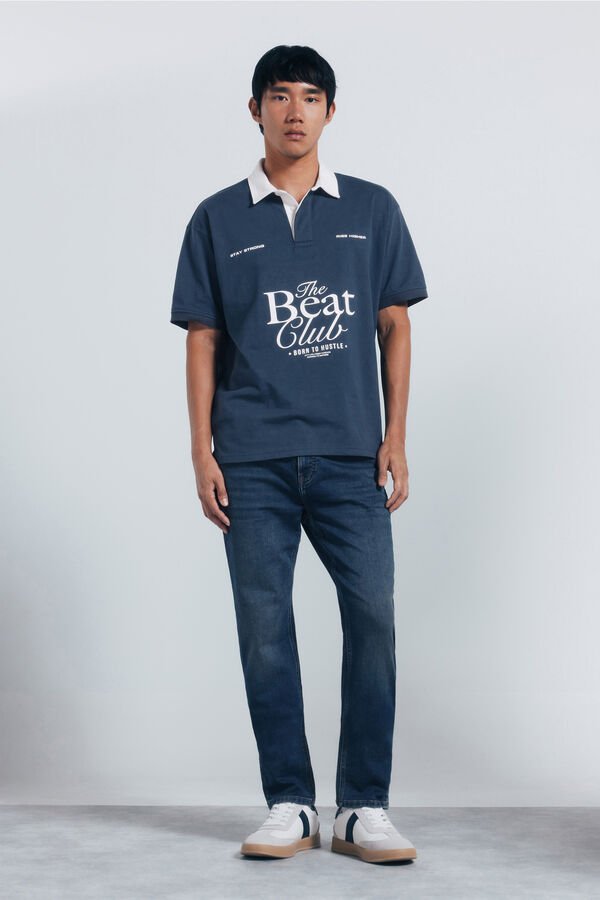 Springfield Calça jeans slim fit de malha denim azul