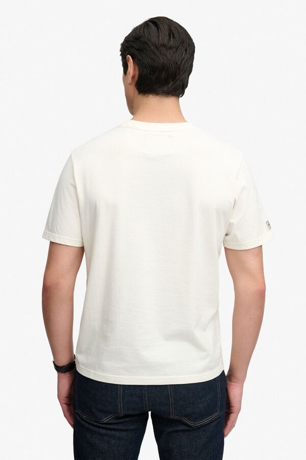 Superdry T-shirt de manga curta com estampado japon&ecirc;s na frente bege