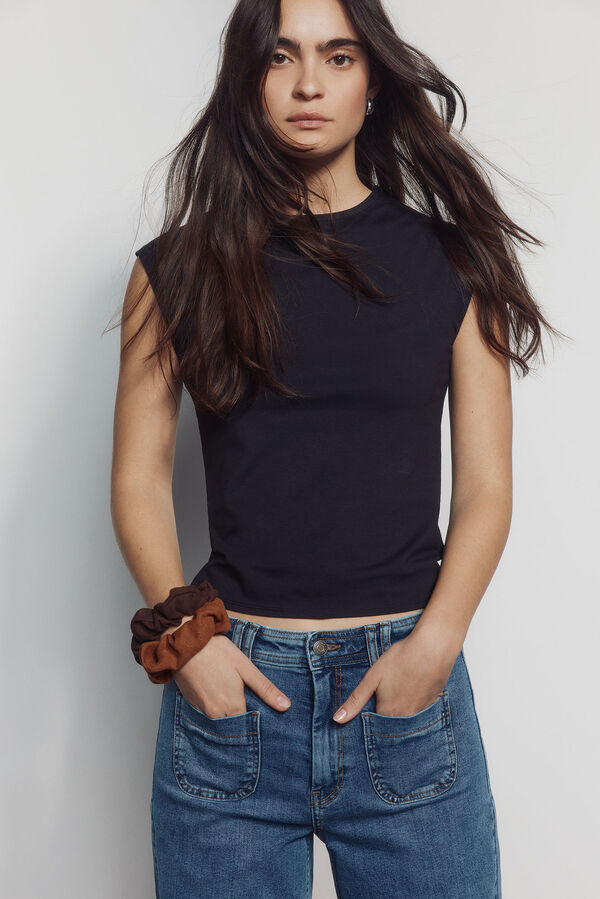 Springfield Jeans super largos de cintura alta azul