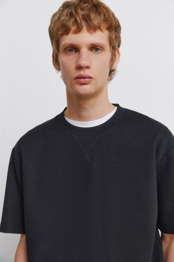 Springfield T-shirt em tecido waffle preto