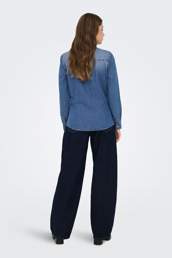 Only Camisa denim de manga comprida azul
