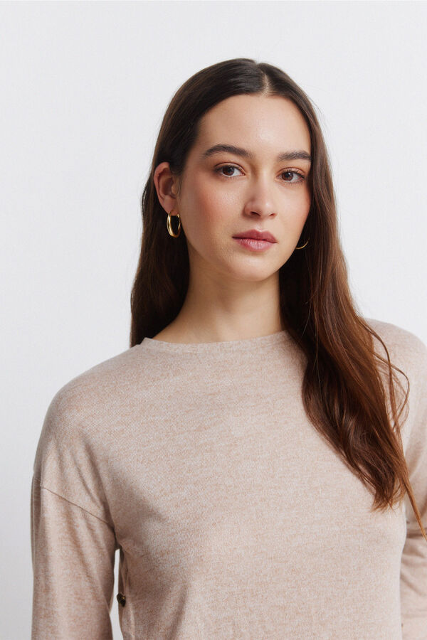 Springfield T-shirt combinada com bot&otilde;es laterais castanho