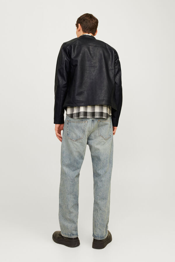 Jack & Jones Blusão com efeito de couro preto